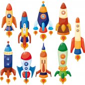 Kit Vinilo decorativo infantil 9 cohetes
