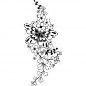Vinilo decorativo Flor con  Mariposa