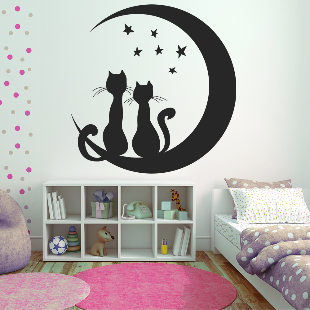 🥇 Vinilos decorativos y pegatinas niña con gato 🥇