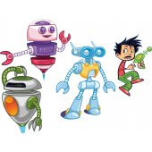 Kit Vinilo decorativo infantil 3 robots con niños