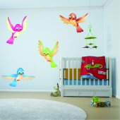 Kit Vinilo decorativo infantil 4 aves