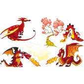 Kit Vinilo decorativo infantil 4 dragones