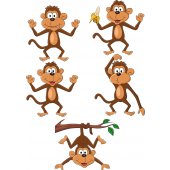 Kit Vinilo decorativo infantil 5 monos