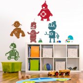 Kit Vinilo decorativo infantil 5 robots