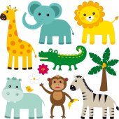 Kit Vinilo decorativo infantil 7 animales