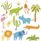 Kit Vinilo decorativo infantil 7 animales