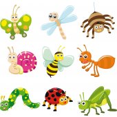 Kit Vinilo decorativo infantil 9 insectos