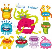 Kit Vinilo decorativo infantil 9 monstruos