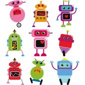 Kit Vinilo decorativo infantil 9 robots