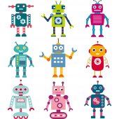 Kit Vinilo decorativo infantil 9 robots