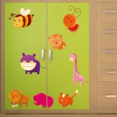 Kit Vinilo decorativo infantil animales con insectos