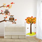 Kit Vinilo decorativo infantil aves con búhos