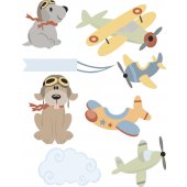 Kit Vinilo decorativo infantil aviones