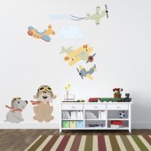 Kit Vinilo decorativo infantil aviones