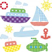Kit Vinilo decorativo infantil barcos