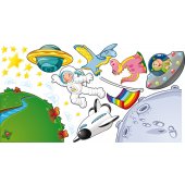Kit Vinilo decorativo infantil espacio planetas
