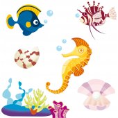 Kit Vinilo decorativo infantil pescado con cascara