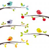 Kit Vinilo decorativo infantil ramass aves