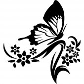 Vinilo decorativo Flor con  Mariposa