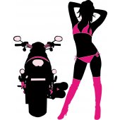 Vinilo decorativo mujer con moto
