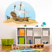 Vinilo infantil Barco pirata