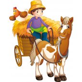 Vinilo infantil coche de caballos